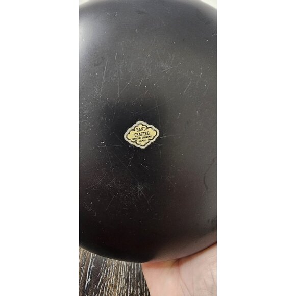 OMC Otagiri Lacquerware Black Gold Bamboo Round 7.5" Japan - Picture 5 of 6